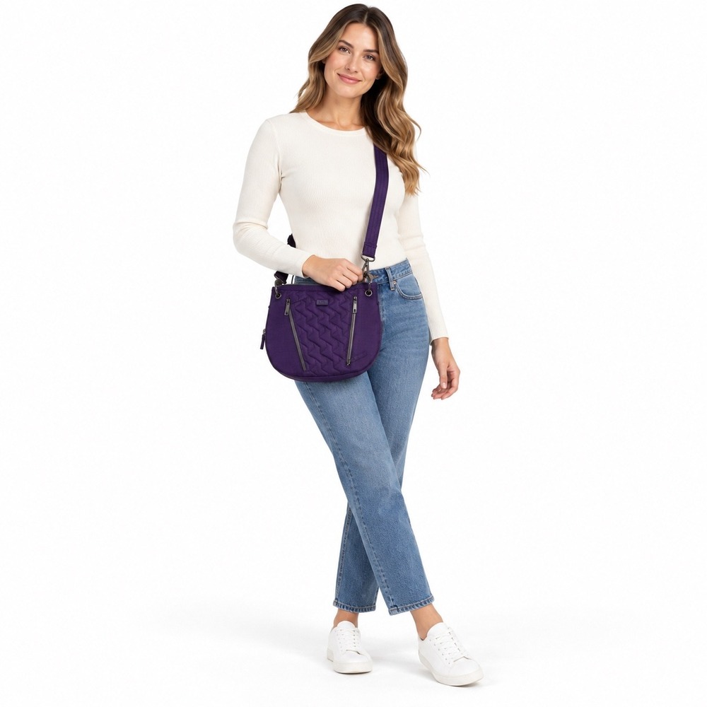 Lug Swivel Crossbody Bag Womens OS Purple Quilted RFID Travel Handbag
